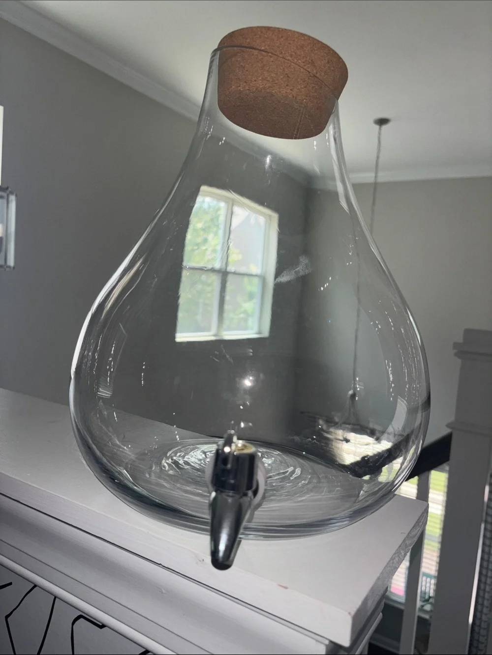 Glass Beverage Dispenser with Cork Stopper and Metal Spigot